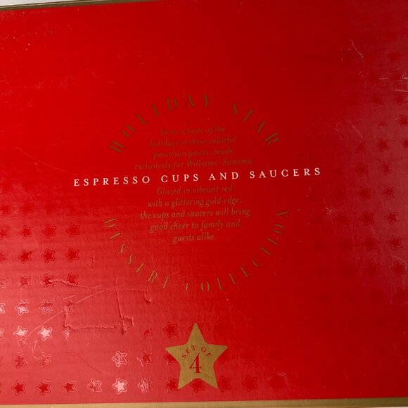 Williams-Sonoma Red Star Cup & Saucer Set Holiday Dessert Espresso Holiday - Picture 9 of 12